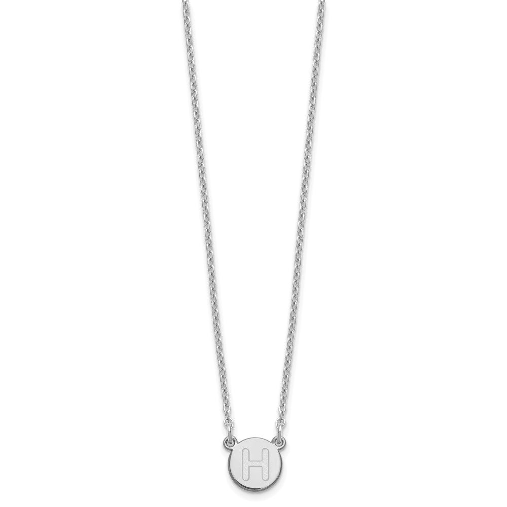 Sterling Silver Rhodium Plated Tiny Circle Block Letter H Initial Necklace