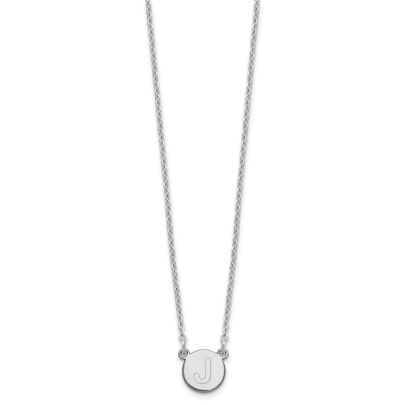 Sterling Silver Rhodium Plated Tiny Circle Block Letter J Initial Necklace