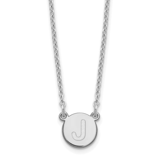 Sterling Silver Rhodium Plated Tiny Circle Block Letter J Initial Necklace