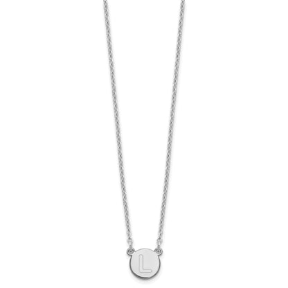 Sterling Silver Rhodium Plated Tiny Circle Block Letter L Initial Necklace