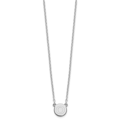 Sterling Silver Rhodium Plated Tiny Circle Block Letter O Initial Necklace