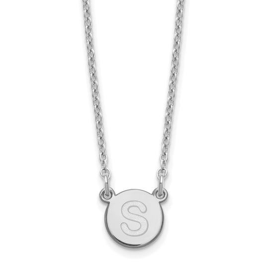 Sterling Silver Rhodium Plated Tiny Circle Block Letter S Initial Necklace