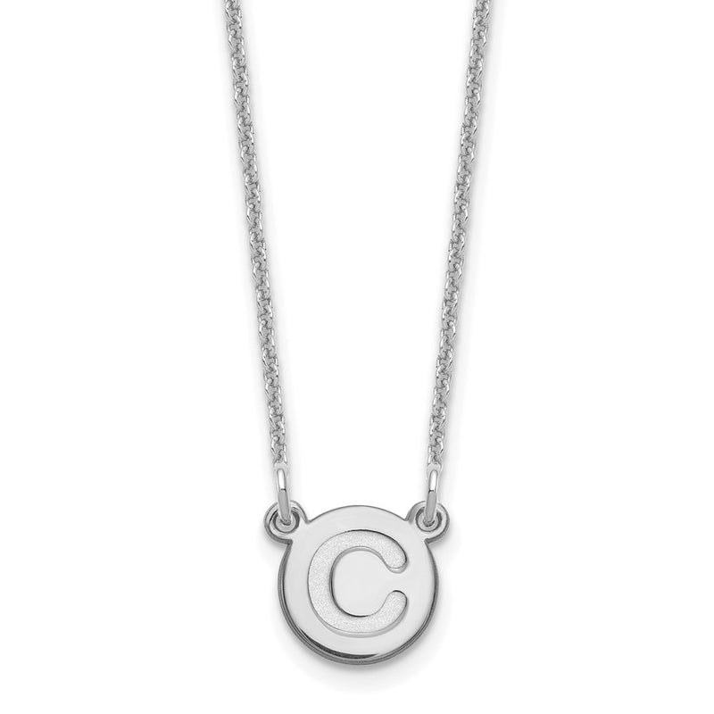 14K White Gold 14Kw Tiny Circle Block Letter C Initial Necklace