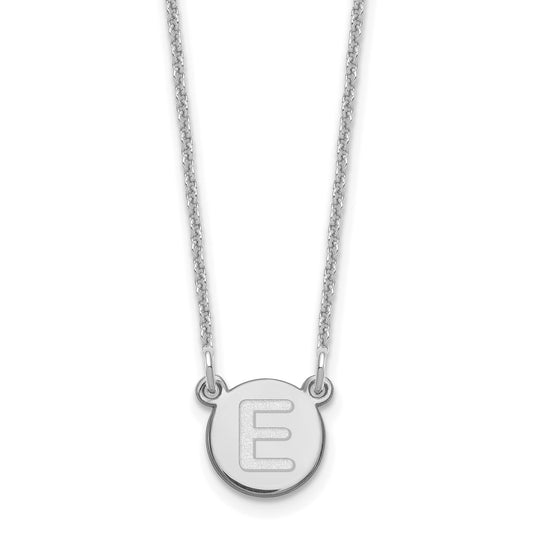 14K White Gold 14Kw Tiny Circle Block Letter E Initial Necklace