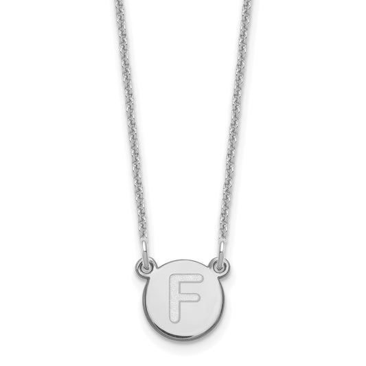 14K White Gold 14Kw Tiny Circle Block Letter F Initial Necklace