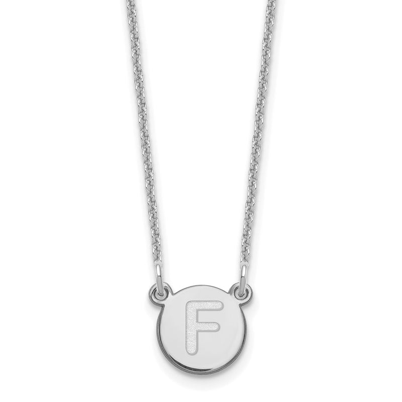 14K White Gold 14Kw Tiny Circle Block Letter F Initial Necklace