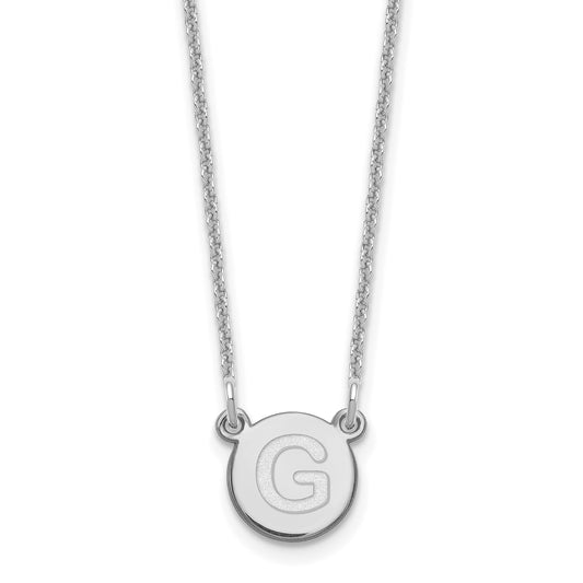 14K White Gold 14Kw Tiny Circle Block Letter G Initial Necklace