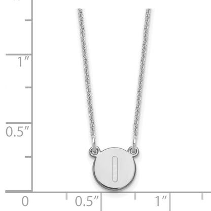 14K White Gold 14Kw Tiny Circle Block Letter I Initial Necklace