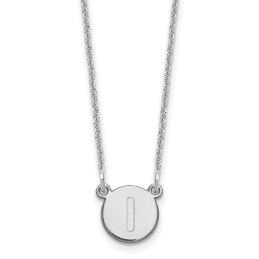 14K White Gold 14Kw Tiny Circle Block Letter I Initial Necklace
