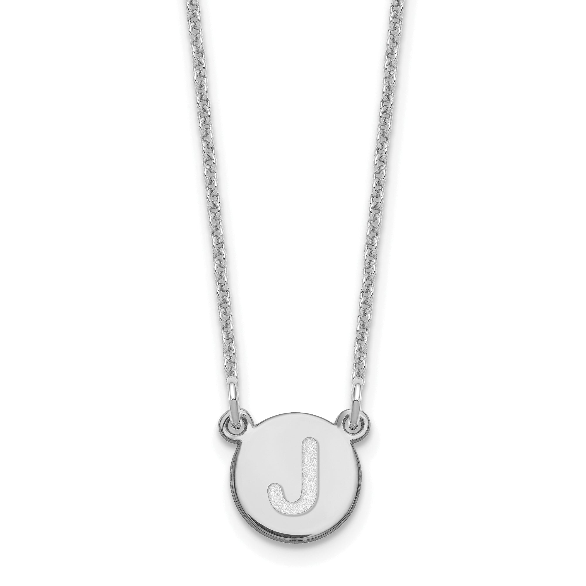 14K White Gold 14Kw Tiny Circle Block Letter J Initial Necklace