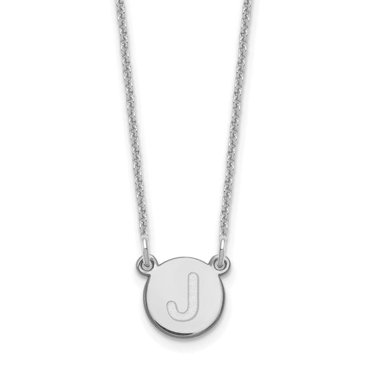 14K White Gold 14Kw Tiny Circle Block Letter J Initial Necklace