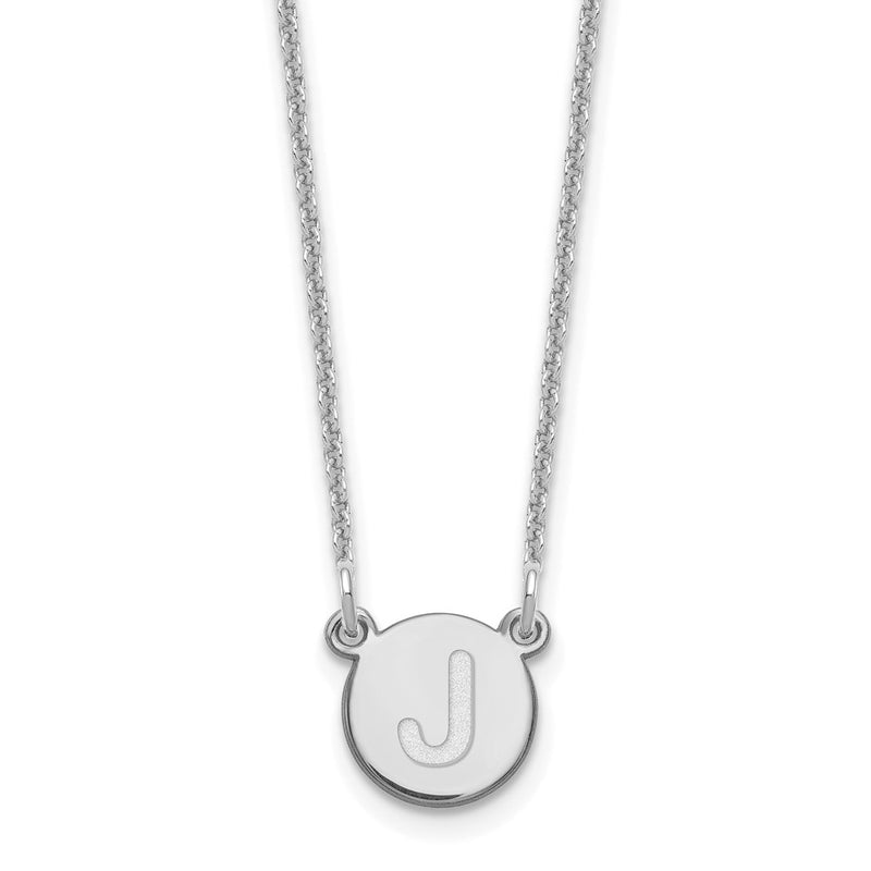 14K White Gold 14Kw Tiny Circle Block Letter J Initial Necklace