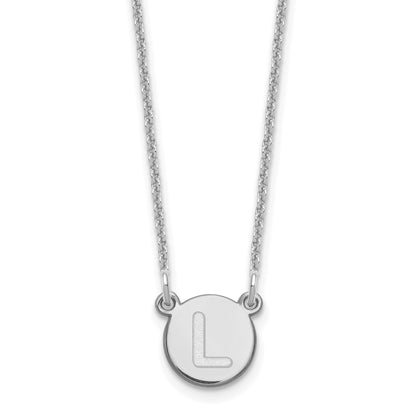14K White Gold 14Kw Tiny Circle Block Letter L Initial Necklace