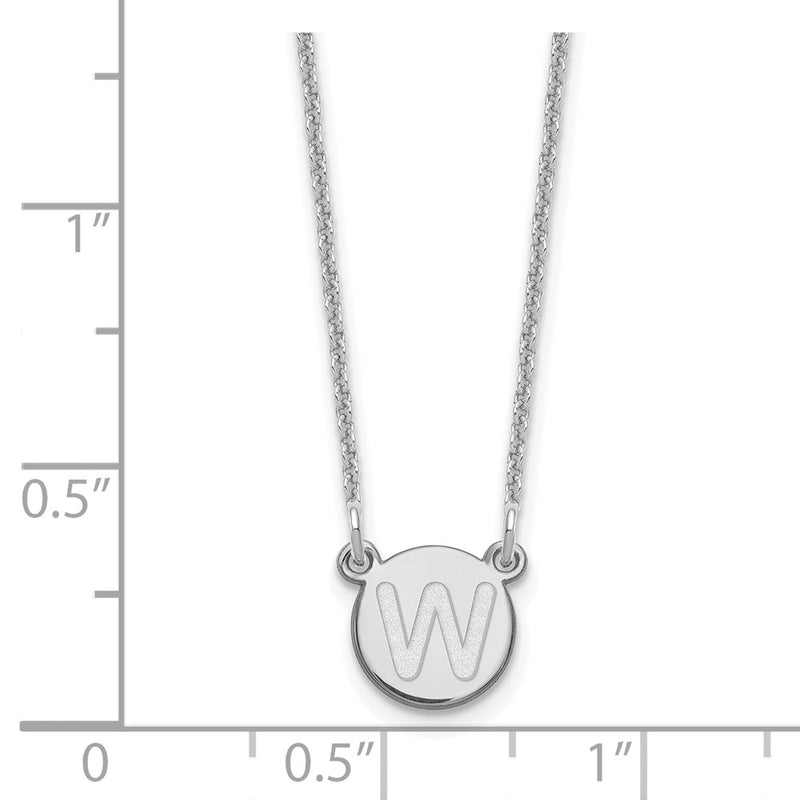 14K White Gold 14Kw Tiny Circle Block Letter W Initial Necklace
