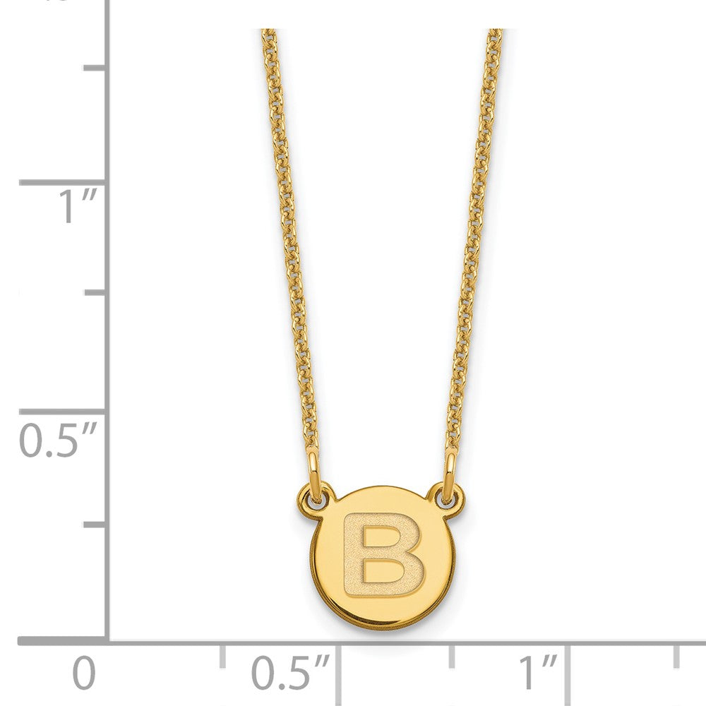 14K Yellow Gold Tiny Circle Block Letter B Initial Necklace