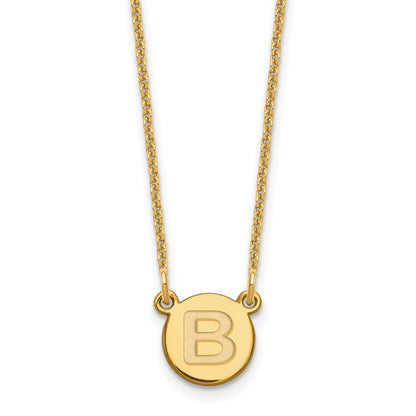 14K Yellow Gold Tiny Circle Block Letter B Initial Necklace