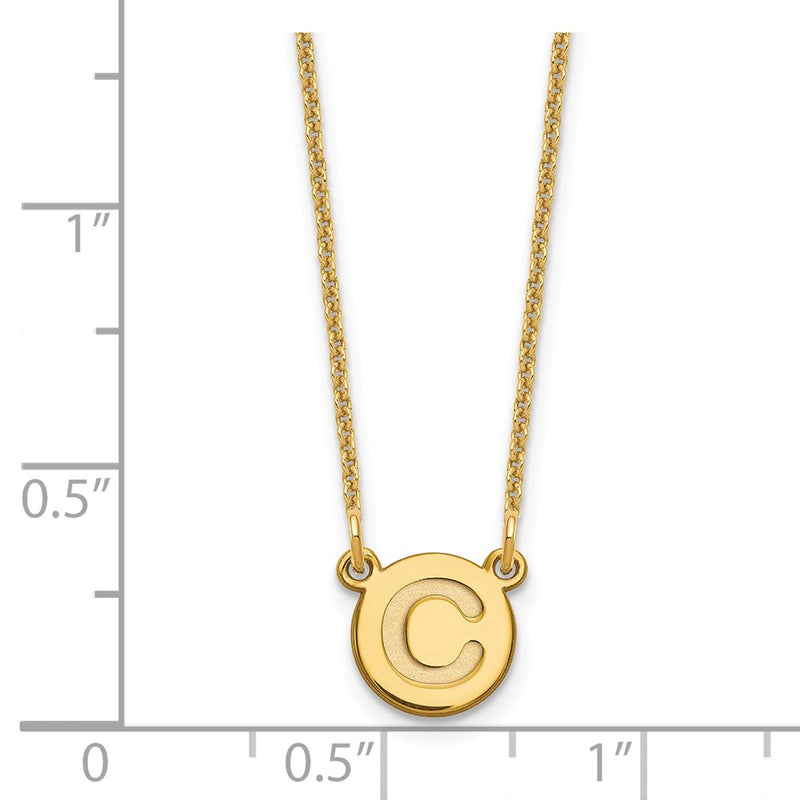 14K Yellow Gold Tiny Circle Block Letter C Initial Necklace