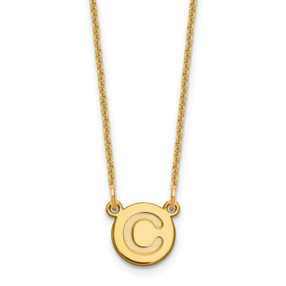 14K Yellow Gold Tiny Circle Block Letter C Initial Necklace