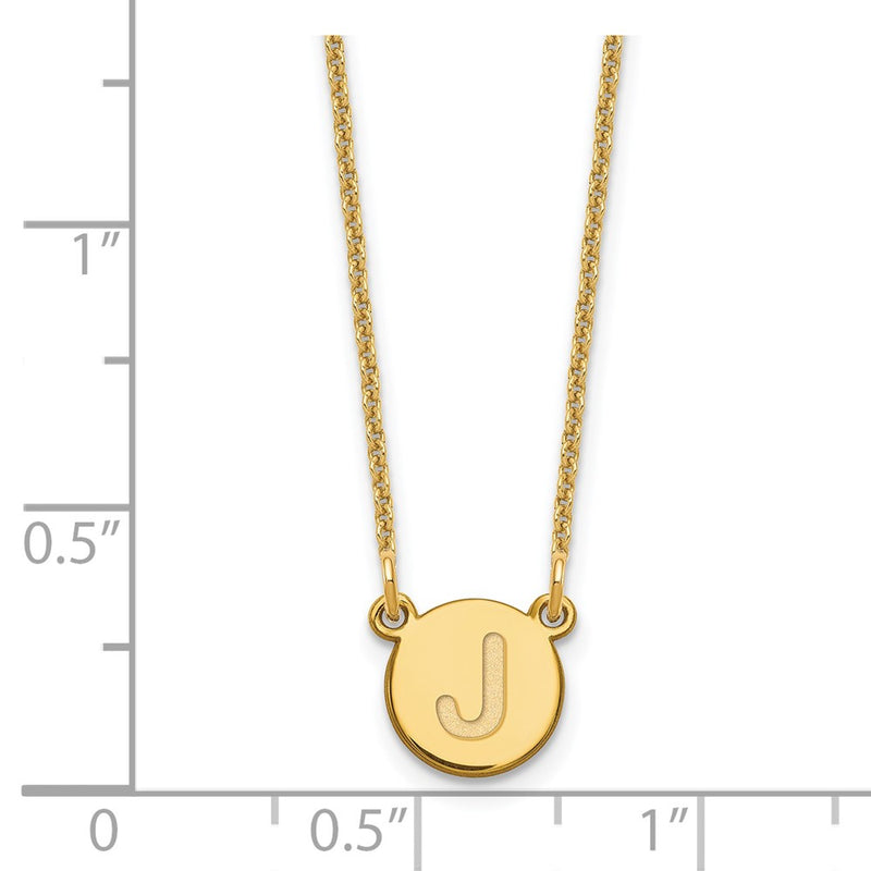 14K Yellow Gold 14Ky Tiny Circle Block Letter J Initial Necklace