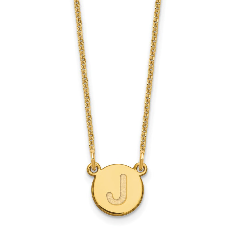 14K Yellow Gold 14Ky Tiny Circle Block Letter J Initial Necklace