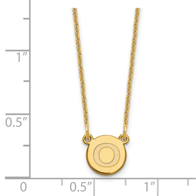 14K Yellow Gold 14Ky Tiny Circle Block Letter O Initial Necklace