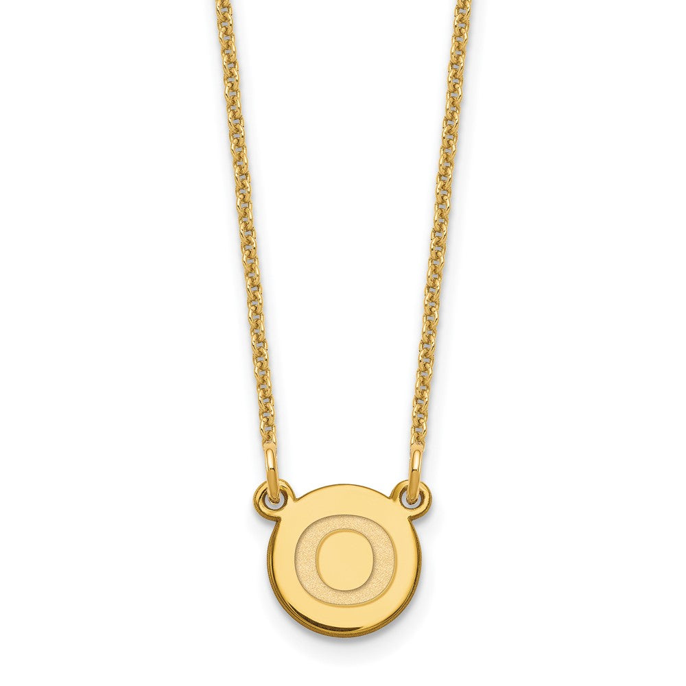 14K Yellow Gold 14Ky Tiny Circle Block Letter O Initial Necklace