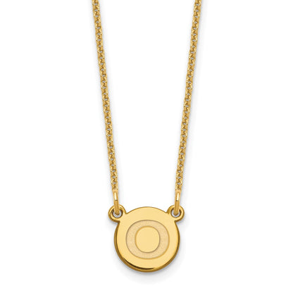 14K Yellow Gold 14Ky Tiny Circle Block Letter O Initial Necklace