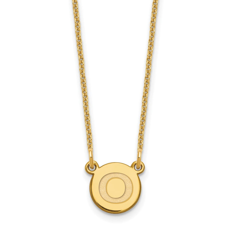 14K Yellow Gold 14Ky Tiny Circle Block Letter O Initial Necklace