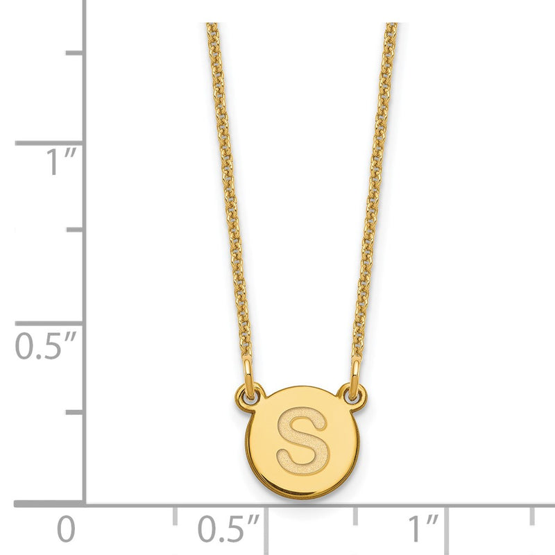 14K Yellow Gold 14Ky Tiny Circle Block Letter S Initial Necklace