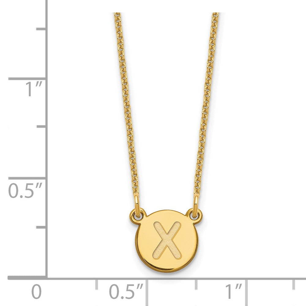 14K Yellow Gold 14Ky Tiny Circle Block Letter X Initial Necklace