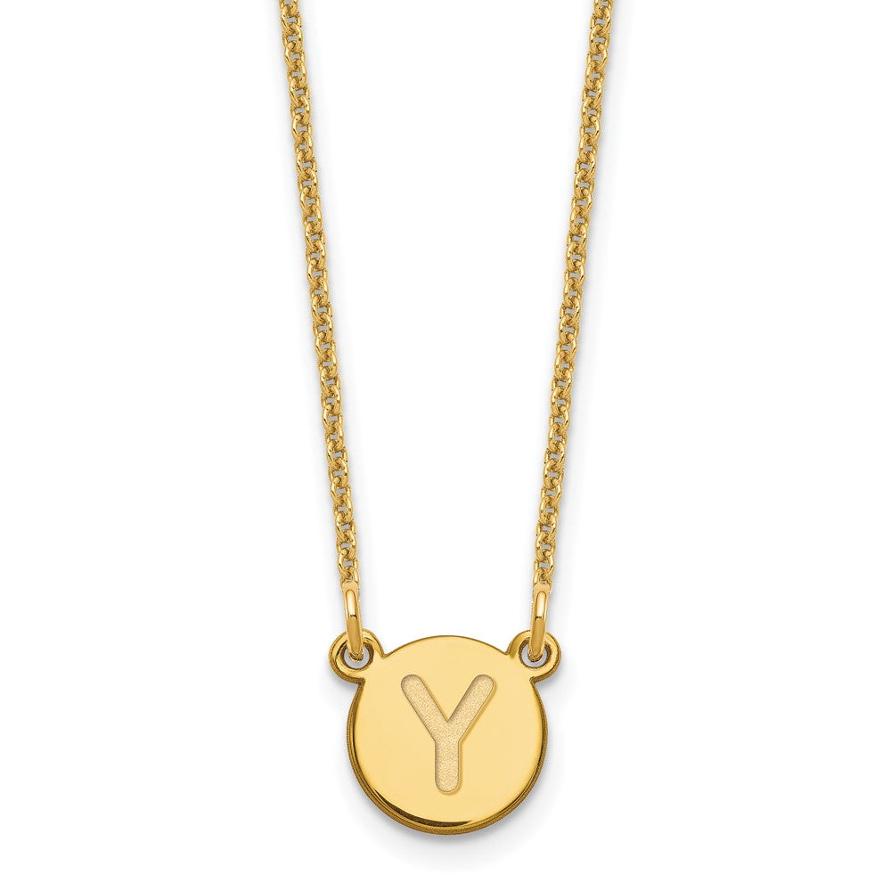 14K Yellow Gold 14Ky Tiny Circle Block Letter Y Initial Necklace