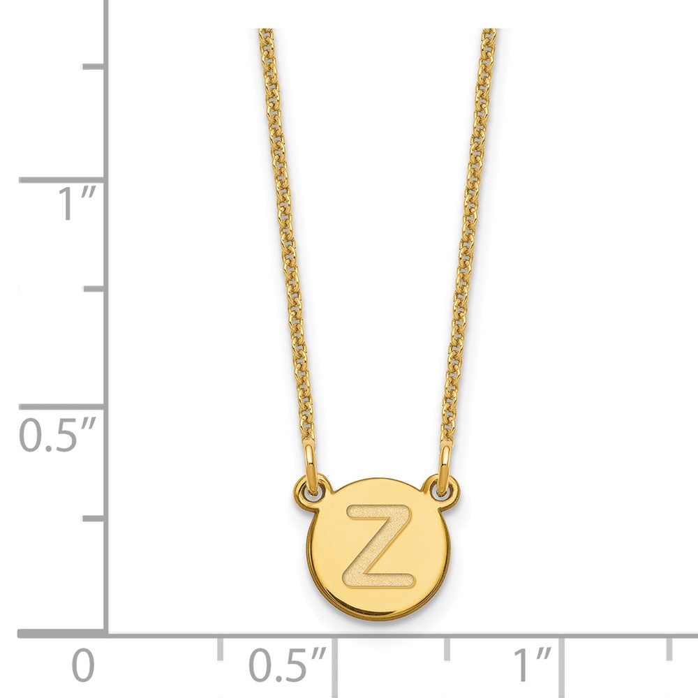 14K Yellow Gold 14Ky Tiny Circle Block Letter Z Initial Necklace