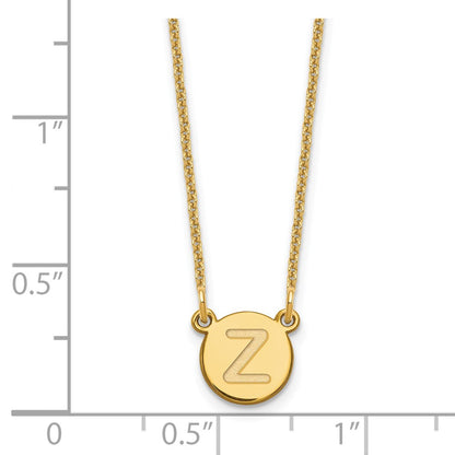 14K Yellow Gold 14Ky Tiny Circle Block Letter Z Initial Necklace