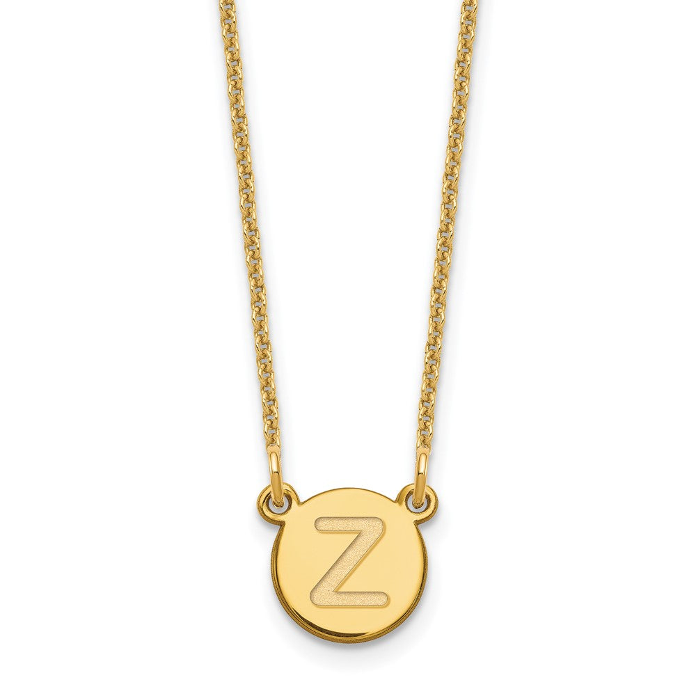 14K Yellow Gold 14Ky Tiny Circle Block Letter Z Initial Necklace