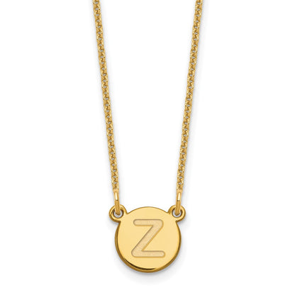 14K Yellow Gold 14Ky Tiny Circle Block Letter Z Initial Necklace