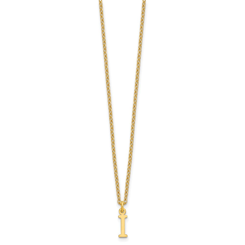 Gold Plated Sterling Silver Cutout Letter I Initial Necklace