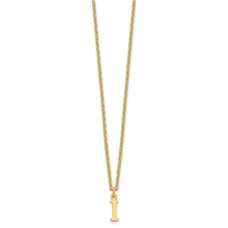 Gold Plated Sterling Silver Cutout Letter I Initial Necklace