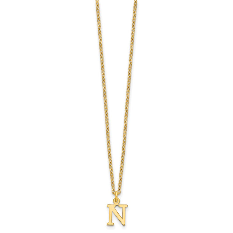 Gold Plated Sterling Silver Cutout Letter N Initial Necklace