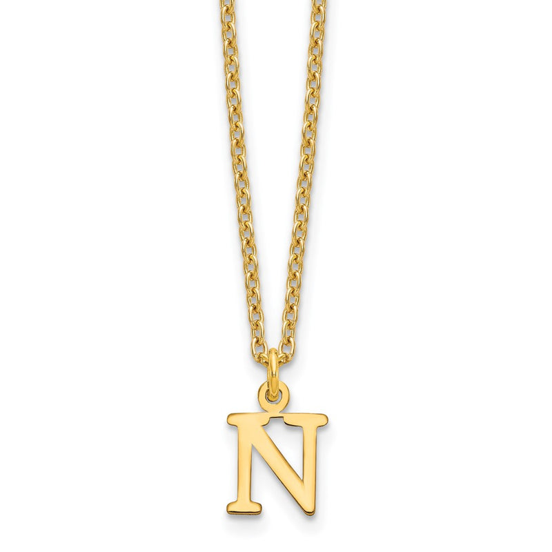 Gold Plated Sterling Silver Cutout Letter N Initial Necklace