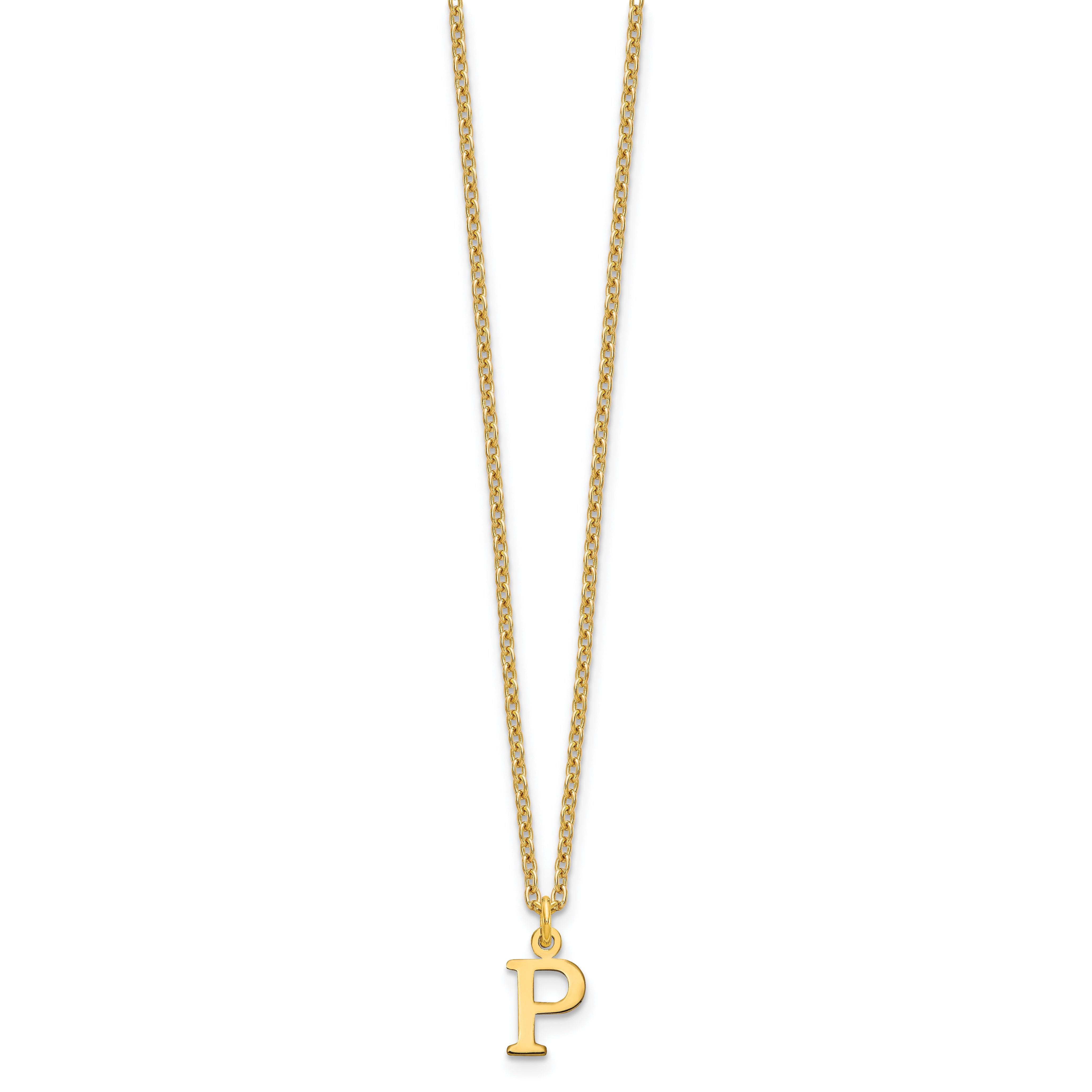 Gold Plated Sterling Silver Cutout Letter P Initial Necklace