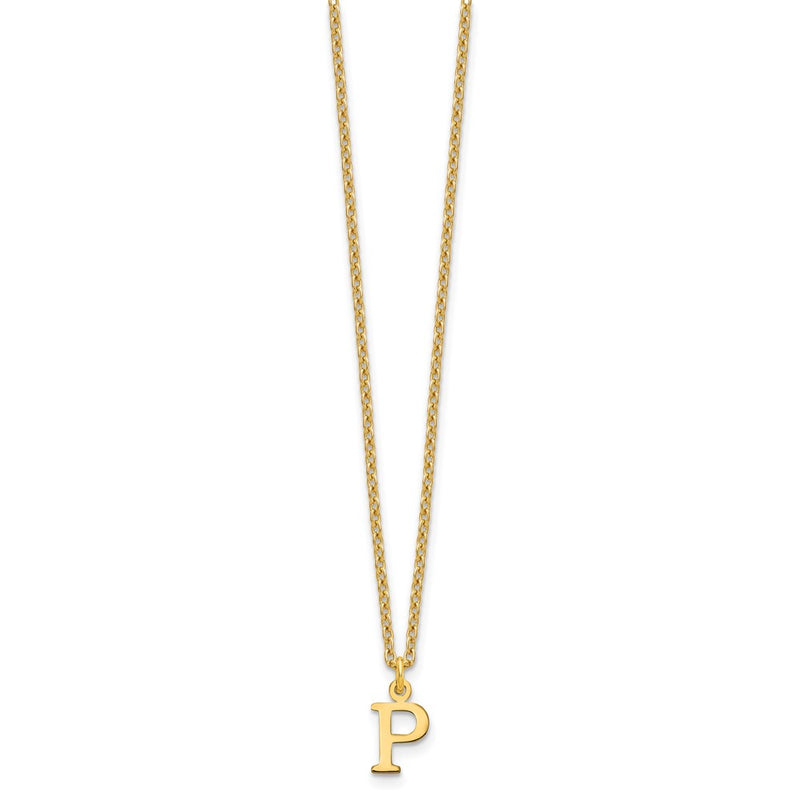 Gold Plated Sterling Silver Cutout Letter P Initial Necklace