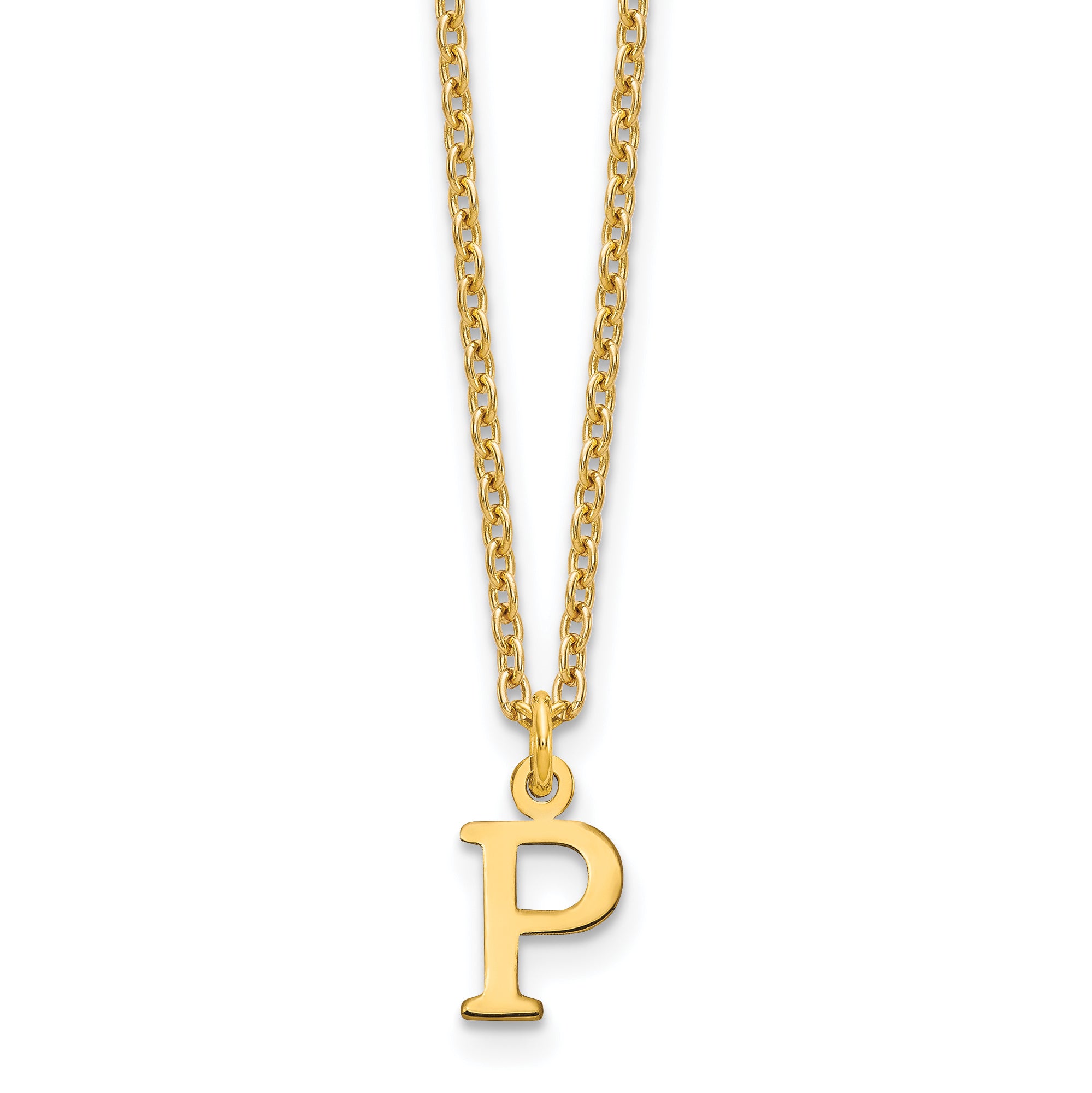 Gold Plated Sterling Silver Cutout Letter P Initial Necklace