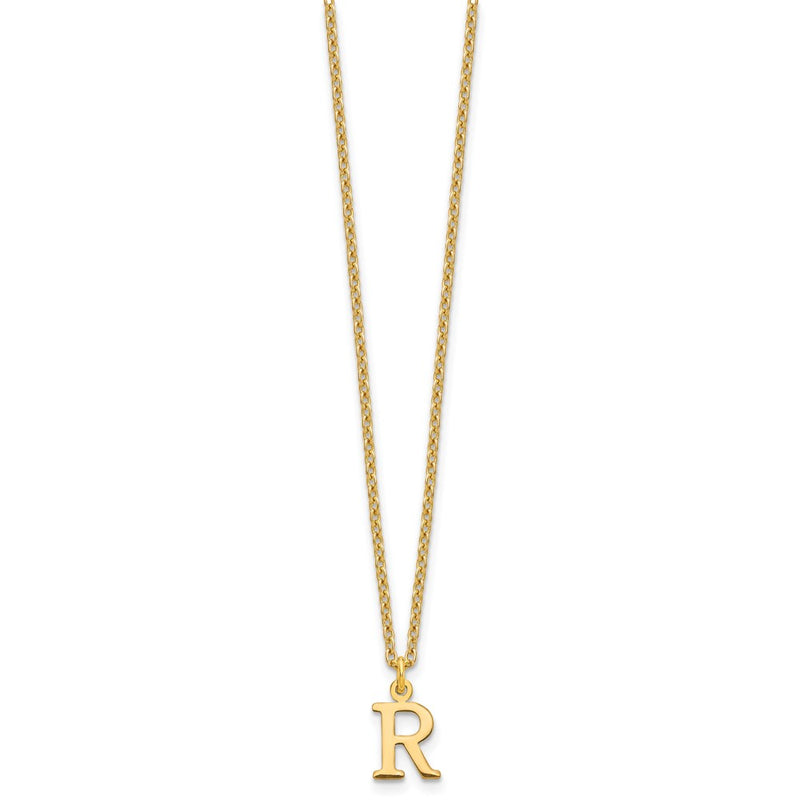 Gold Plated Sterling Silver Cutout Letter R Initial Necklace