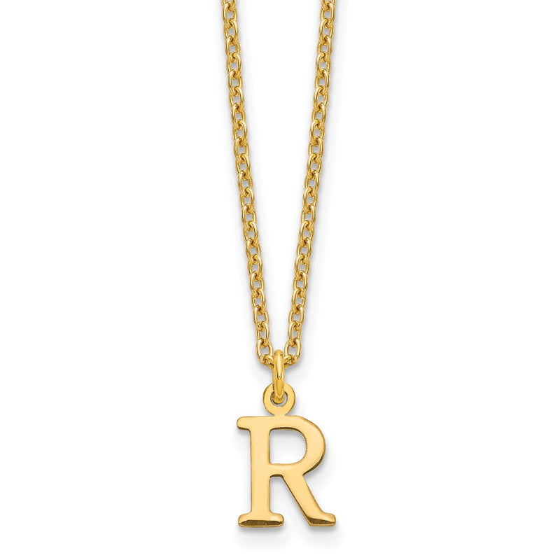 Gold Plated Sterling Silver Cutout Letter R Initial Necklace
