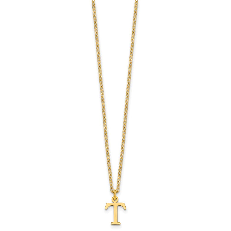 Gold Plated Sterling Silver Cutout Letter T Initial Necklace