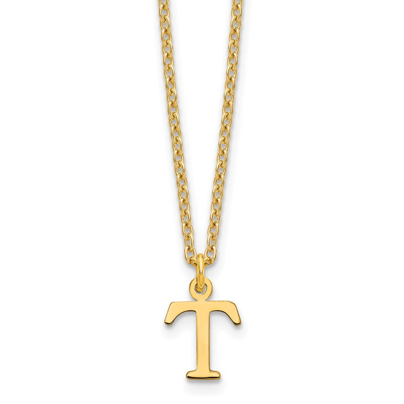 Gold Plated Sterling Silver Cutout Letter T Initial Necklace