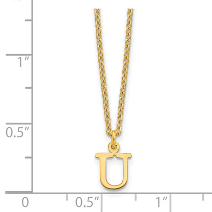 Gold Plated Sterling Silver Cutout Letter U Initial Necklace