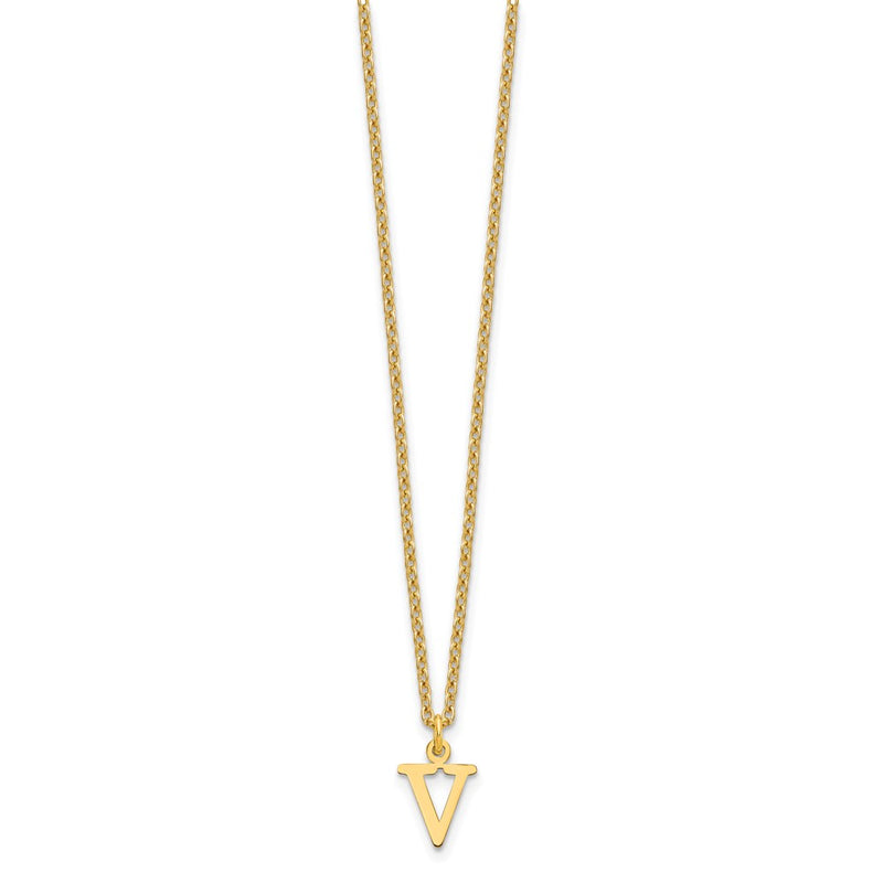 Gold Plated Sterling Silver Cutout Letter V Initial Necklace