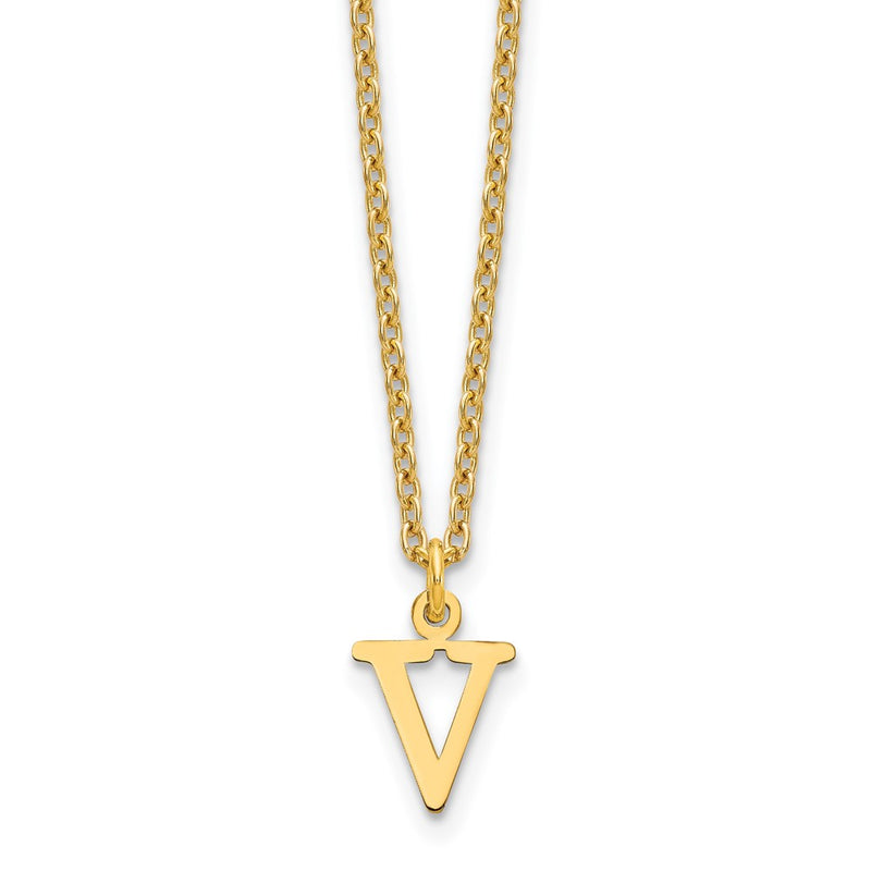 Gold Plated Sterling Silver Cutout Letter V Initial Necklace