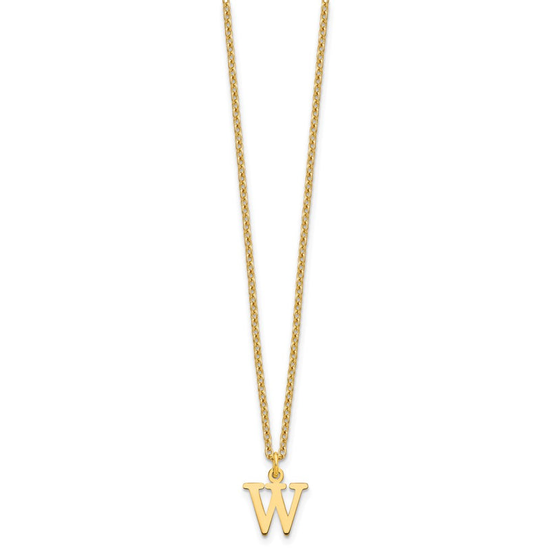 Gold Plated Sterling Silver Cutout Letter W Initial Necklace